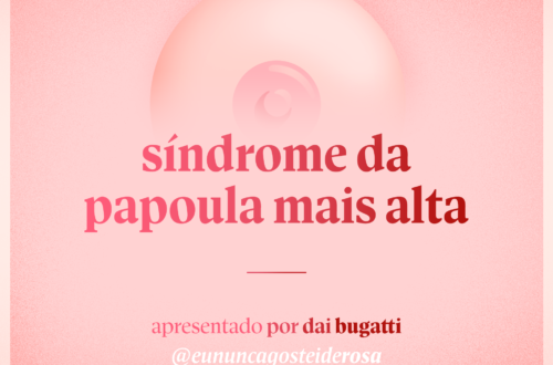 imagem de um seio pela metade como logo do podcast mais a frase "síndrome da papoula mais alta" e "apresentado por dai bugatti" e @eununcagosteiderosa