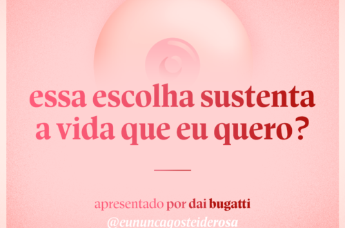 imagem de um seio pela metade como logo do podcast mais a frase "essa escolha sustenta a vida que eu quero?" e "apresentado por dai bugatti" e @eununcagosteiderosa